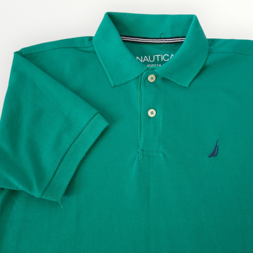 Nautica Boys L 14/16 Greenlake Polo Shirt Short Sleeve Classic Fit Cotton Blend